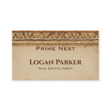 Boho Woven Texture Real Estate Business Card