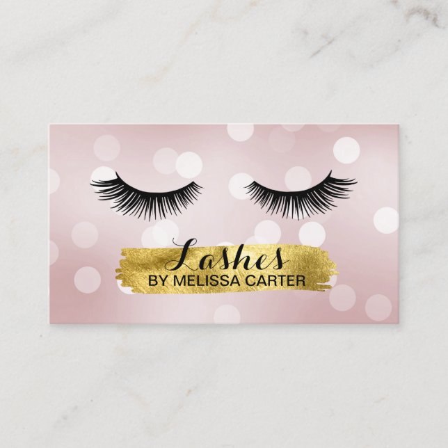 Cartão De Visita Bokeh Beauty Salon Makeup Artist Extensions (Frente)