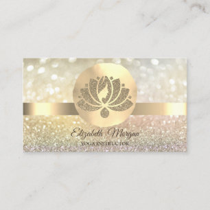 Cartão De Visita Bokeh Dourado, Lotus Flower Yoga Instrutor