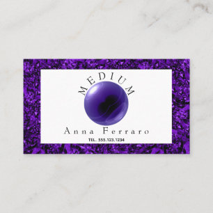 Cartão De Visita Bola de Cristal Roxo & Advinhação com Ametista