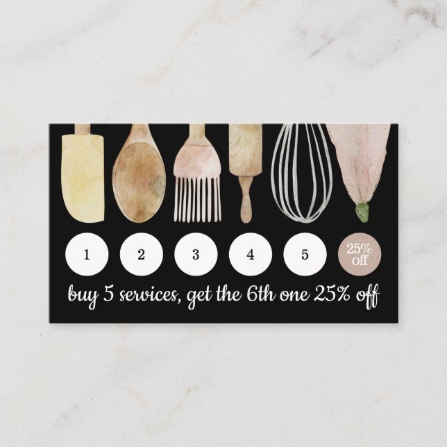 Cartão De Visita Bolas de pastelaria negra fidelidade à cozinha (Frente)