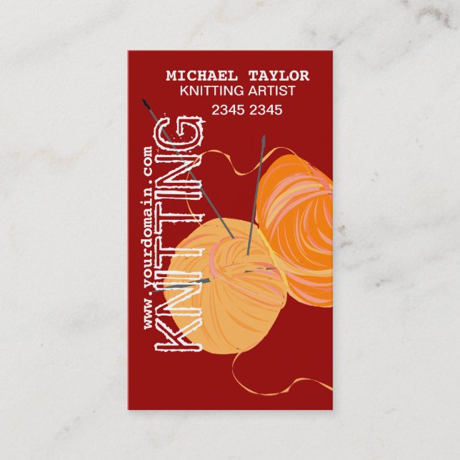 Cartão De Visita Bolas do fio dos artesanatos das agulhas de (Frente)