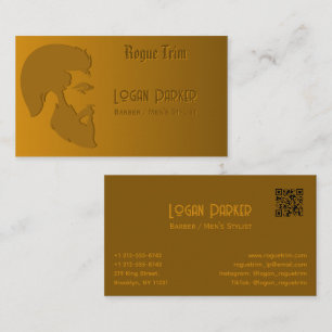 Cartão De Visita Bold Barber Shop Men's Stylist Bronze
