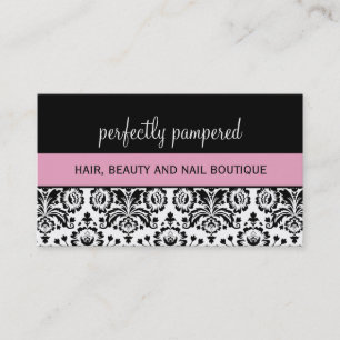 CARTÃO DE VISITA bold damask preto rosa pálido