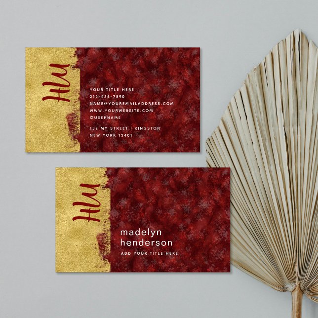 Cartão De Visita Bold Luxury Joalharia Ruby Dourado Monograma (Criador carregado)