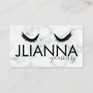 Cartão De Visita Bold Marble Eyelashes Salão Negro Branco