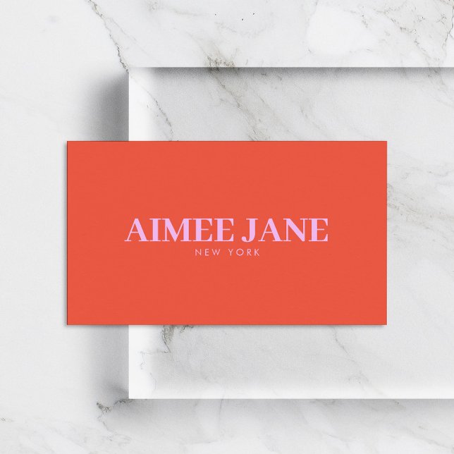 Cartão De Visita Bold Minimalista Luxury Laranja/Rosa (Criador carregado)