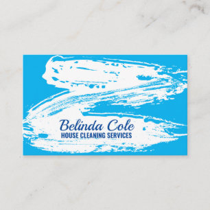 Cartão De Visita Bold Modern Blue E White Clearing Splatter