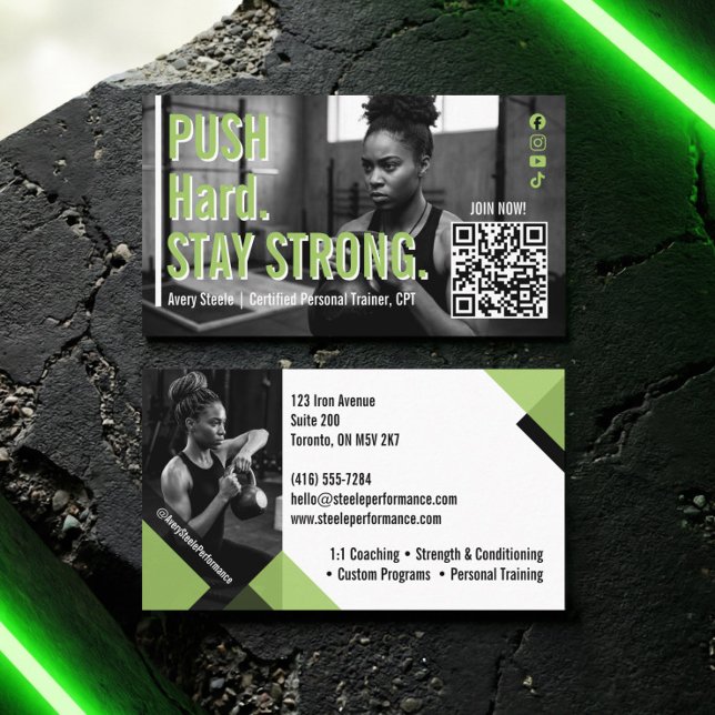 Cartão De Visita Bold Modern Personal Trainer Fitness Coach Photo (Bold Modern Personal Trainer Fitness Coach Photo Business Card)