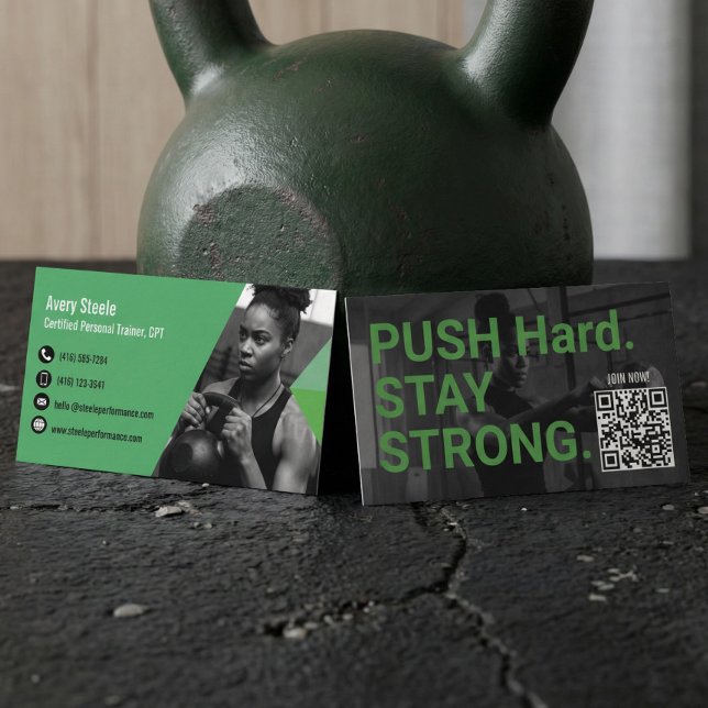 Cartão De Visita Bold Modern Personal Trainer Fitness Coach Photo (Bold Modern Personal Trainer Fitness Coach Photo Business Card)