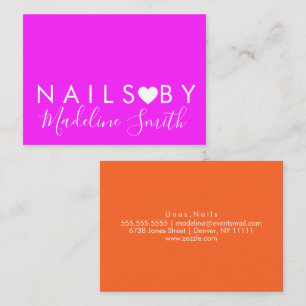Cartão De Visita Bold Neon Heart Makeup Artist Nail Salon