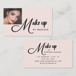 Cartão De Visita Bold Script Blush Pink Photo Makeup Business Card