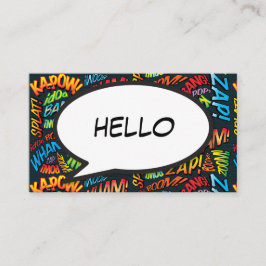 Cartão De Visita Bolha de Fala HELLO Diversão Retro Quadrinhos