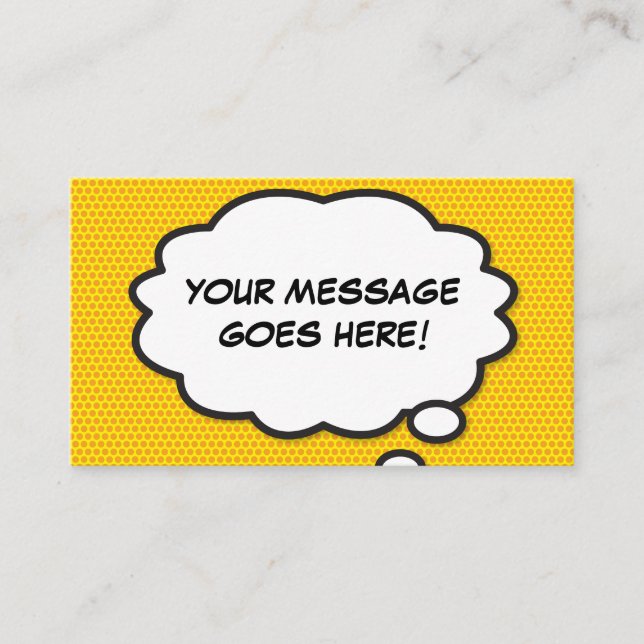 Cartão De Visita Bolha de Pensamento Diversão Quadrinho Retrô (Frente)