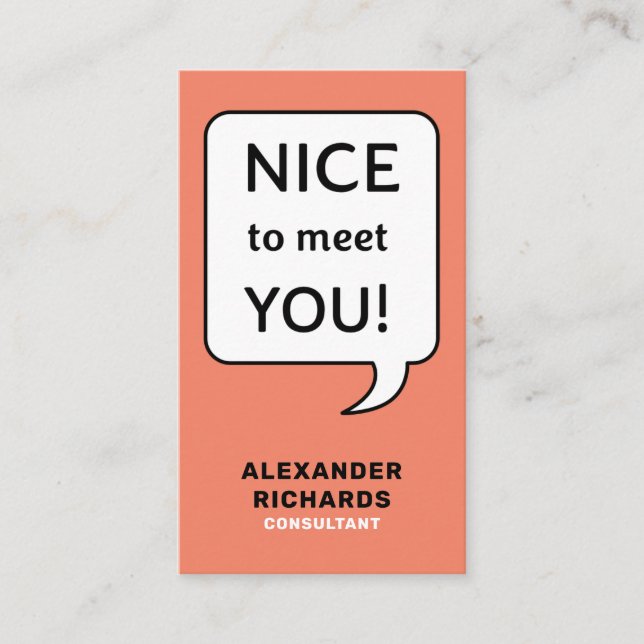 Cartão De Visita Bolha De Voz Prazer Em Conhecê-Lo Moderno (Frente)