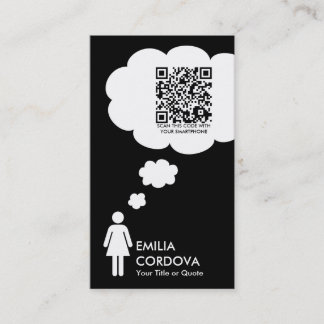 Cartão De Visita bolha do pensamento do código do qr (figura fêmea
