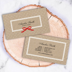 Cartão De Visita Bolinhas branca Fita social Kraft