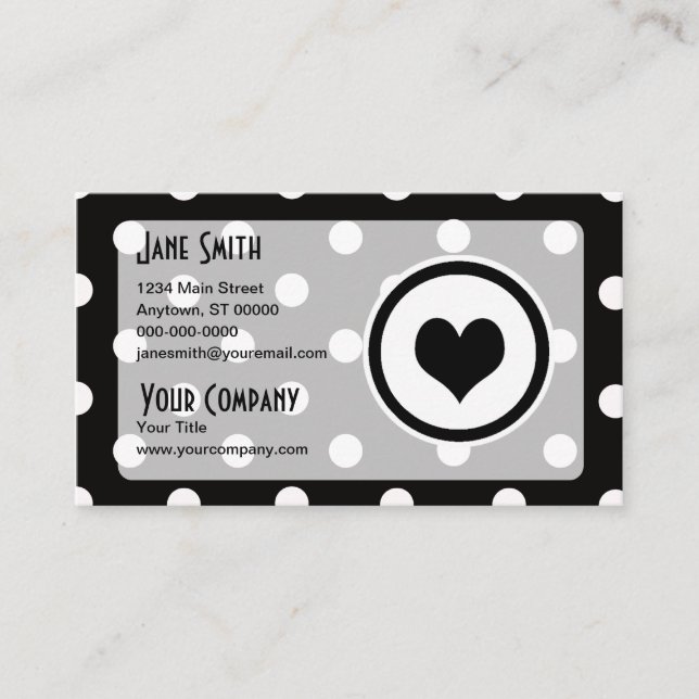 Cartão De Visita Bolinhas com um coração (Frente)