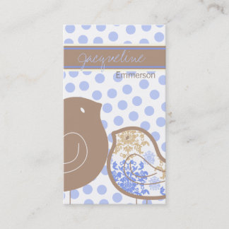 Cartão De Visita Bolinhas de Pintinhos de Damask Azul Doce