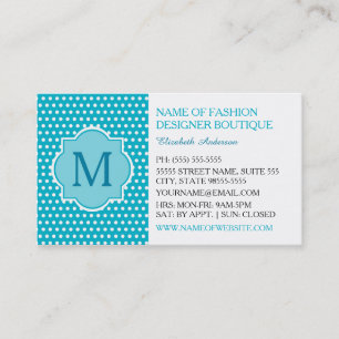 Cartão De Visita Bolinhas De Turquesa Bonitas Com Monograma De Rapa