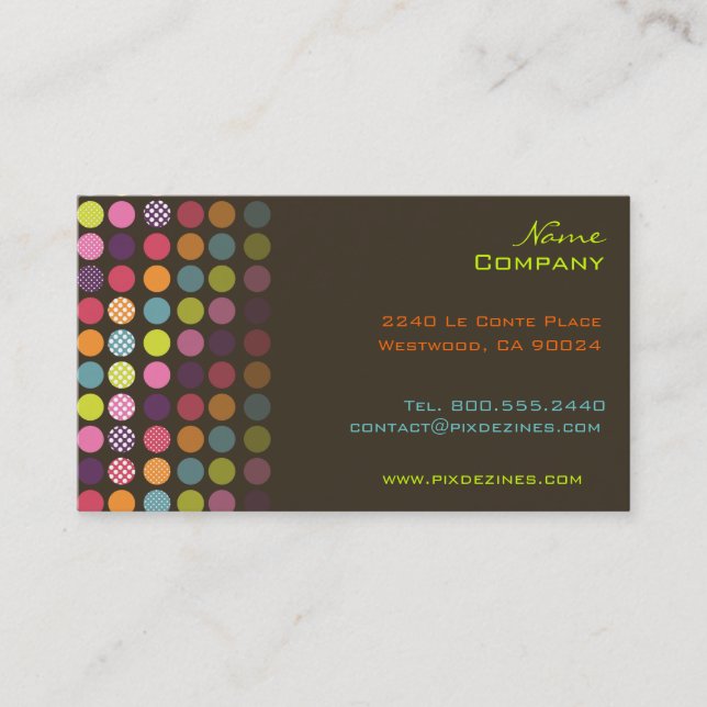 Cartão De Visita bolinhas, grafite escuro (Frente)