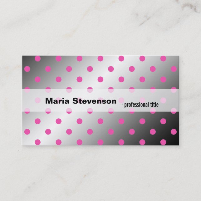 Cartão De Visita bolinhas legal, modernas, cor-de-rosa e cinzas (Frente)