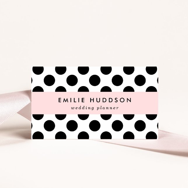 Cartão De Visita Bolinhas, padrão de Bolinhas, preto e branco (Criador carregado)