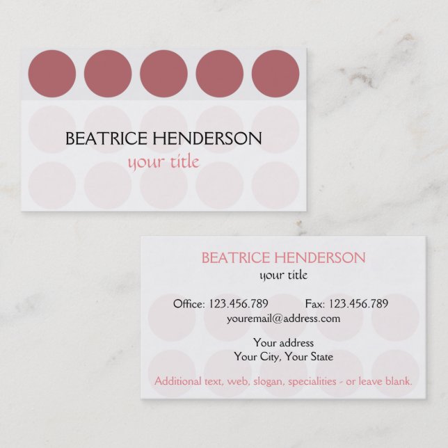 Cartão De Visita Bolinhas personalizáveis a qualquer cor em branco (Frente/Verso)