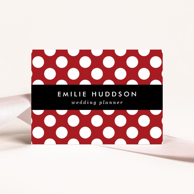 Cartão De Visita Bolinhas Vermelhas, Padrão de Bolinhas, Pontos, Po (Criador carregado)