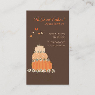 Cartão De Visita Bolo de aniversário alaranjado do casamento do