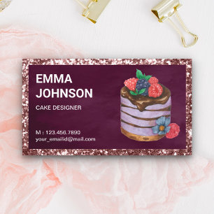 Cartão De Visita Bolo de Aniversário de Raspberry Personalizado Pad