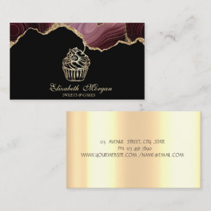 Cartão De Visita Bolo de Brigadeiro Dourado Gotejante Padaria Ágata