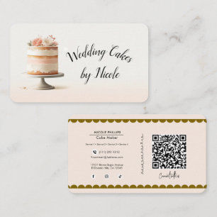 Cartão De Visita Bolo de Camadas Blush Conexão de Mídia Social QR