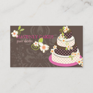 Cartão De Visita Bolo de casamento rosa + chocolate/Bolaria/padaria
