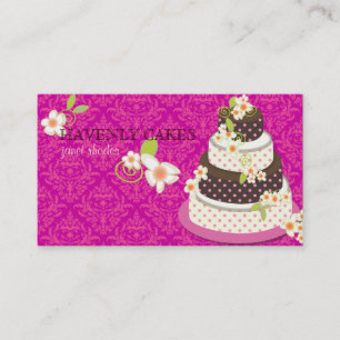 Cartão De Visita Bolo de casamento rosa + chocolate/Bolaria/pâtisse
