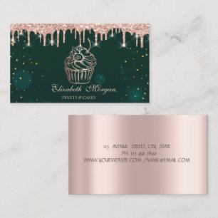 Cartão De Visita Bolo De Champanhe Com Drips Rose Gold Padaria Verd