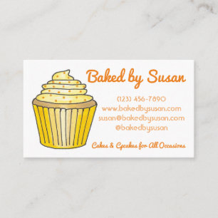 Cartão De Visita Bolo De Cupcake Amarelo, Fabricado Por Pastelaria