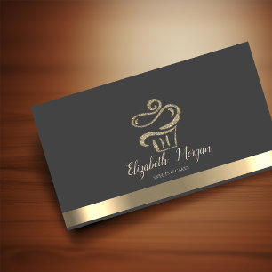 Cartão De Visita Bolo de Cupcake Elegante com Faixa de Ouro Brilhan