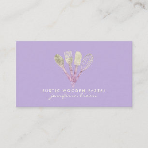Cartão De Visita Bolo De Logotipo Básico Roxo Brilho Padaria