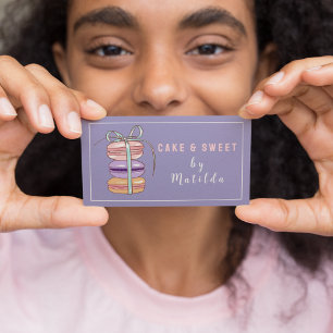 Cartão De Visita Bolo e doçura de padaria macaron