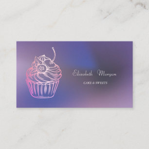 Cartão De Visita Bolo Elegante Moderno Doces, Cupcake Roxo