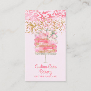 Cartão De Visita Bolo Padaria Pastelaria Brilho Rosa Elegante