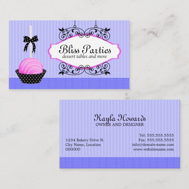 Cartão De Visita Bolos de Pops Doces Confeiteiro (Frente/Verso)