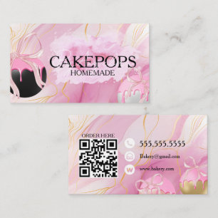 Cartão De Visita Bolos Pops Padeiro Padaria Guloseimas Rosa