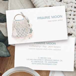 Cartão De Visita Bolsa de Macrame Boho Aquarela