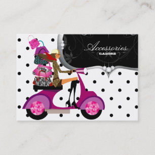 Cartão De Visita Bolsa Scooter Menina Bolsa de Mão Moda Pontos