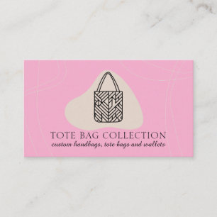 Cartão De Visita Bolsa tote feminina estética minimalista Rosa Bebê