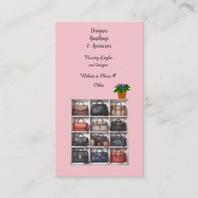 Cartão De Visita Bolsas de Designer com Acessórios (Frente)