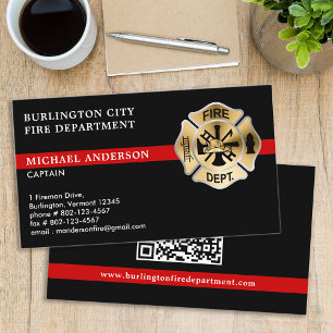 Cartão De Visita Bombeiro Logotipo Personalizado QR Code Fire Depar