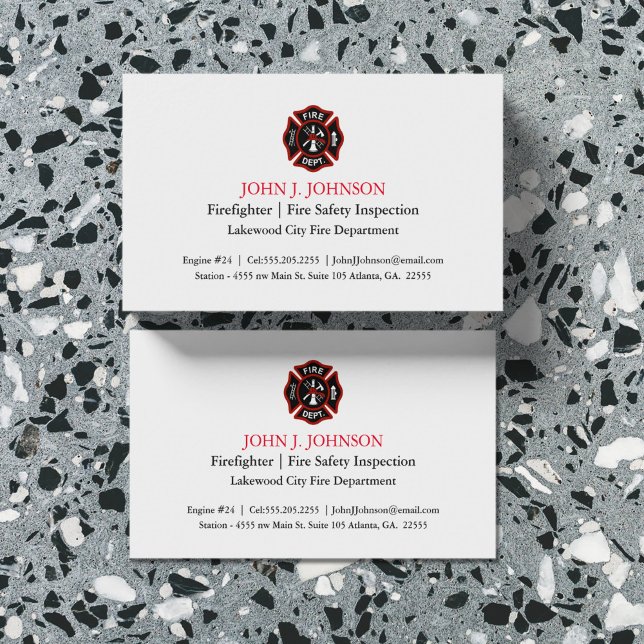 Cartão De Visita Bombeiro mínimo moderno | Inspetor de Fogo Branco (Criador carregado)